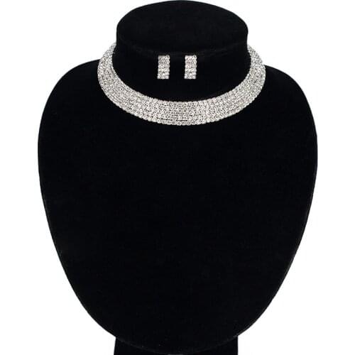 Crystal Rhinestone Necklace Earrings Fashion Jewelry Sets Party Wedding Accessories collar 2015 for women N177