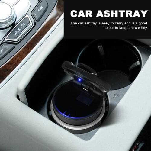 Portable Car Auto Ashtray Smokeless Ashtray Fine Sealing Cigarette Holder With Inner LED Light And Anti-slip Rubber Bottom