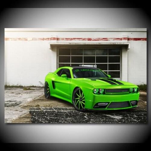 Supercar Posters Dodges Challenger SRT8 Green Muscle Car Picture Canvas Painting Wall Art Prints Modern Home Room Decorations