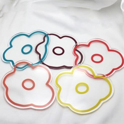 Multicolor Flower Shape Coasters Transparent Acrylic Tea Cup Pad Household Kitchen Tool
