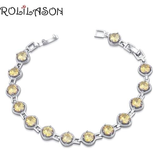 ROLILASON Classic Yellow Crystal Zircon Glamour Bracelet Fashion mothers day Gift fashion jewelry TB1157