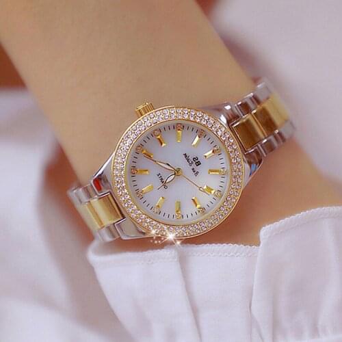 2019 Luxury Fashion lady Crystal Watch Female Stainless Steel Wristwatch Women Dress Watch Casual Rose Gold Quartz Watches