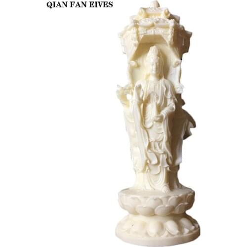 Hand-carved three-dimensional stereoscopic Three-faced Buddha，Modern art sculpture statue，White high-end home Guanyin statue