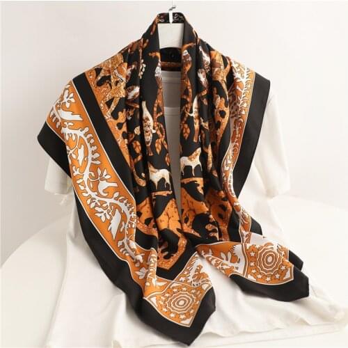Twill Silk Square Scarf Women Printed Headscarf Shawl Wrap Ladies Bandana Foulard Female Hijab Neck Kerchief 2021 New