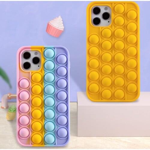 Relive Stress Phone Case For iPhone 12 Mini 11 Pro XS Max XR X 8 7 Plus SE 2020 Pop Fidget Toys Push Bubble Silicone Cover Case