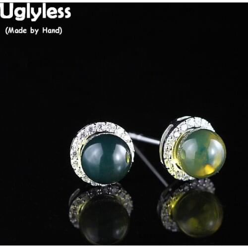 Uglyless Super MINI 6.5MM Gradient Amber Studs Earrings for Women Zircon Earrings Real 925 Sterling Silver Brincos Bijoux E1732