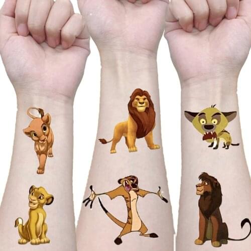 Disney Lion King Tattoo Sticker Childrens Birthday Party Decoration Anna Aisha Sticker Action Figure Sticker Cartoon Kids Gift