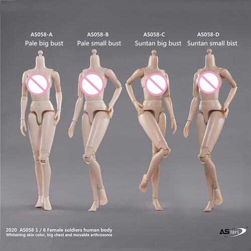 In Stock ASTOYS 1/6 Scale AS058 Flexible Soldier Dll Pale /Suntan Skin Girl Figure Body Model 12" Female Action Body Toys