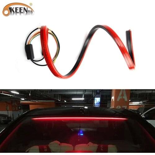 OKEEN 12V Waterproof Car LED Strip Additional Brake Tail Lights 100cm Driving Flowing Turn Signal Light High Mount Stop Lamp Red