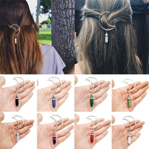Pin Barrette Hair Accessories Retro Goddess Hair Jewelry Charm Hollow Vintage Hair Clip JETTINGBUY Moon Shape Pendant Clamp