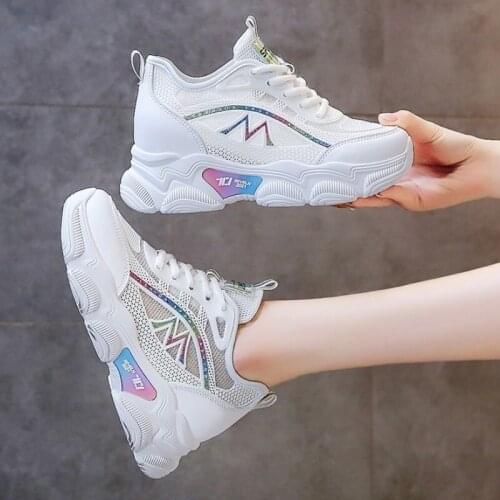 Women Chunky White Sneakers Summer Women Vulcanized Shoes Thick Bottom Shoes Breathable Women Shoes Size 35-40 Zapatos De Mujer