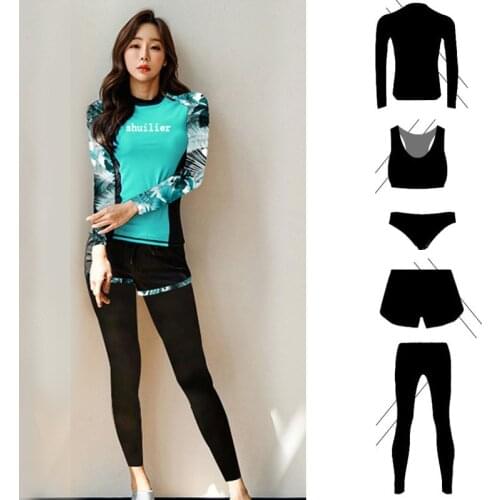 Womens Mens UPF 50+ Long Sleeved Active Rashguard & Workout Top Bottoms Bikini Set Surf Swim Bathing Suit Tracksuit Activewear