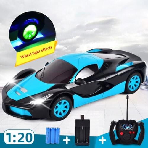 1:20 18CM High Speed 4 Channels RC Car Remote Control Cool Sports Car Model Toy Wheel Light Effects Gift for Boys