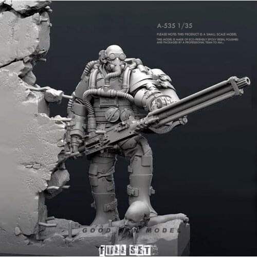 1/35 Resin figure model kits soldier and Platform scene A-535