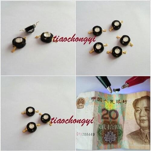 100pcs 3W 365nm UV LED Ultraviolet LED Chip Light High Power LED Bead Black