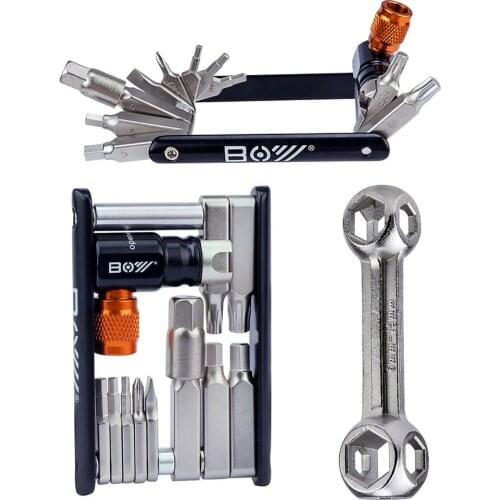 12 In 1 Folding Bicycle Tire Repair Kits Tool Multitool Bicycle Wrench Screwdriver Chain Cutter Cycling Tools Set Accessories