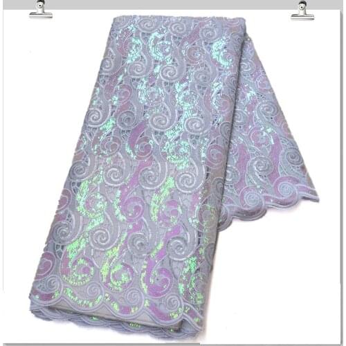 2021 African Sequins Lace Fabric Latest Organza French Mesh Lace Fabric High Quality Hand cutting Lace For Party Dress M10422