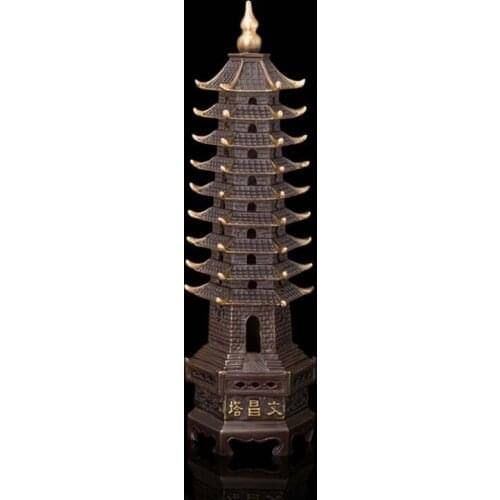 30CM Copper Bronze Buddhism Bodhisattva Buddha Statue Tower Sculpture Antiques Decorated Material Old Decoration real Brass