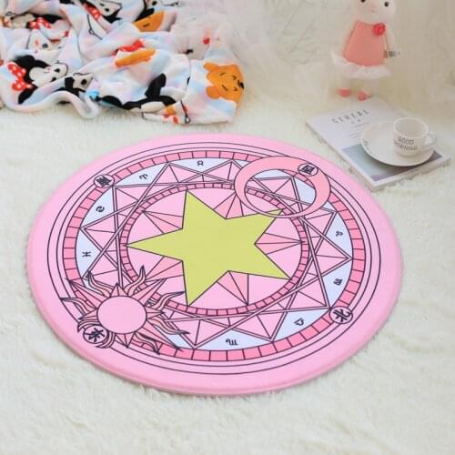 75CM Sailor Moon Printed Plush Baby Play Mat Round Cartoon Moon Star Carpet Foot pad for Bedroom Bathroom Non-slip Mat