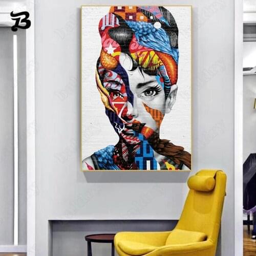 Abstract Portrait Canvas Painting Street Graffiti Wall Art Pictures Pop Art Canvas Posters and Prints for Living Room Decoration
