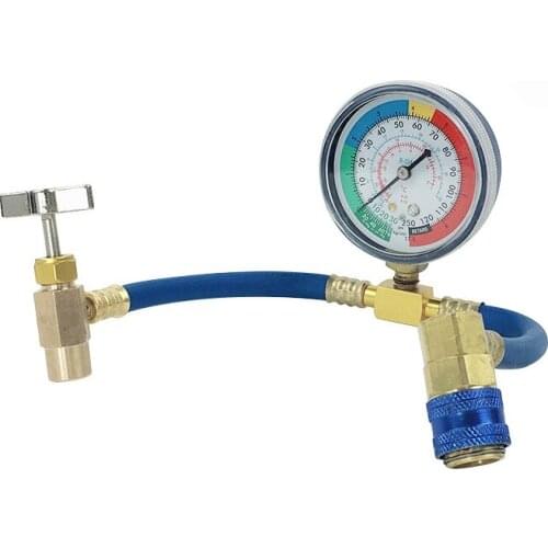 R134A Automotive Air Conditioning Refrigerant Pressure Gauge Plus Fluoride Table Refrigerant Refrigeration And Fluoride Tools
