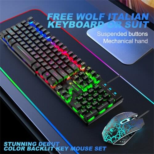 Free Delivery Mouse Pad Keyboard Mouse 3-in-1 T13 Rainbow Backlight Usb Ergonomic Gaming Keyboard And Mouse Set For PC Laptop