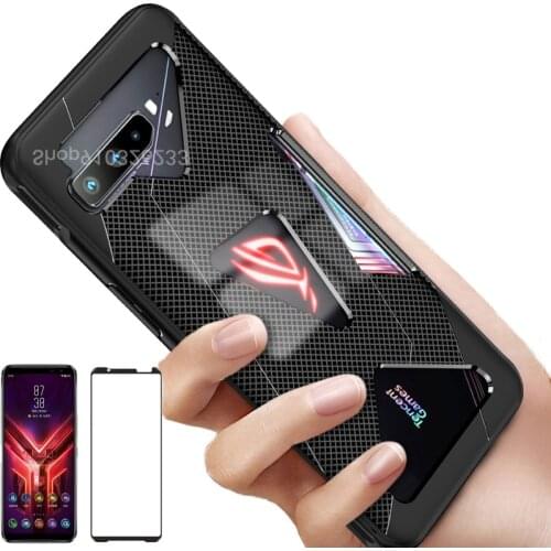 For ASUS ROG Phone 3 Case Glass Soft TPU Matte Cover For ASUS ROG 3 ZS661KS Case With Tempered Glass Screen Protector ZS661KS