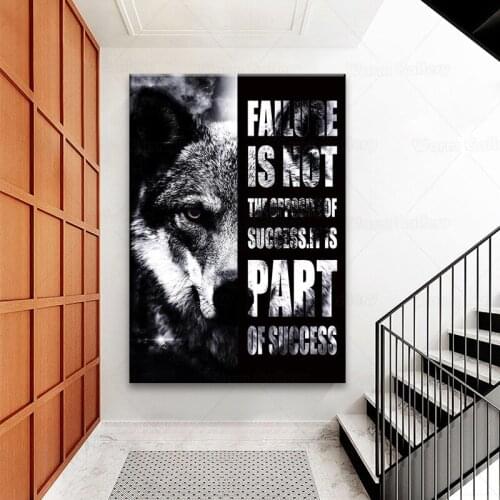 Black White Poster Animal Inspirings Quotes Better Success Canvas Picture for Home Design Wolf Posters and Prints