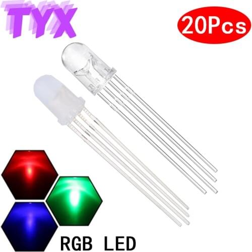 F5 5mm F10 10mm Full Color RGB Light-emitting Diode Three-color Red Green and Blue Multicolor Anode Cathode Round LED