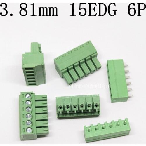 Terminals 3.81mm 15EDG 6P Male and Female CE 50pcs Free Shipping