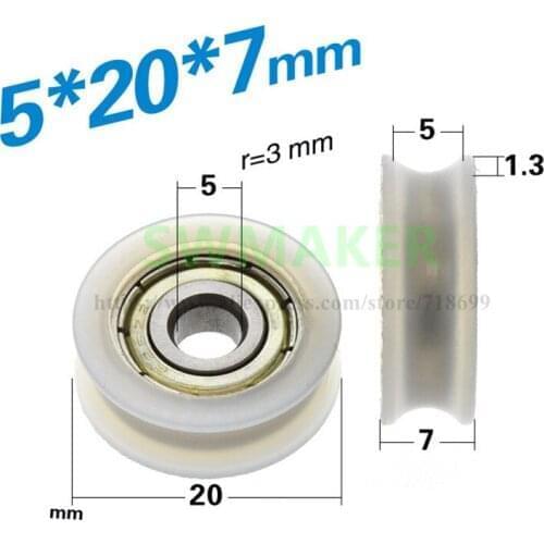 1pcs 5*20*7mm Plastic-coated 625zz rolling guide wheel passive wheel crossing door and window wheel