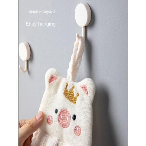 Kitchen Wipe Towel Absorbent Lint-Free Hanging Small Tower Cute Children Wipe Towel Korean Coral Fleece Face Cloth