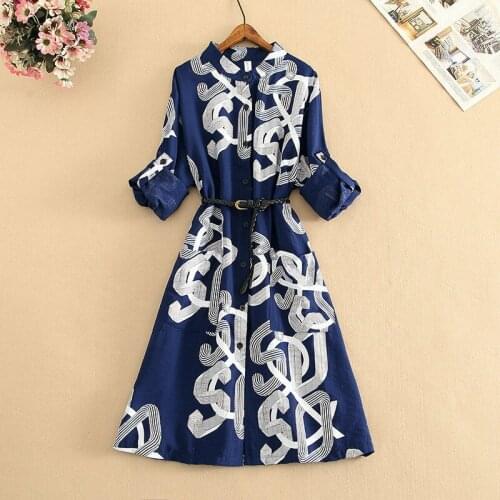 Summer Dresses Women Foral Printed Dress Women Slim Belt Shirt Dresses Vestidos