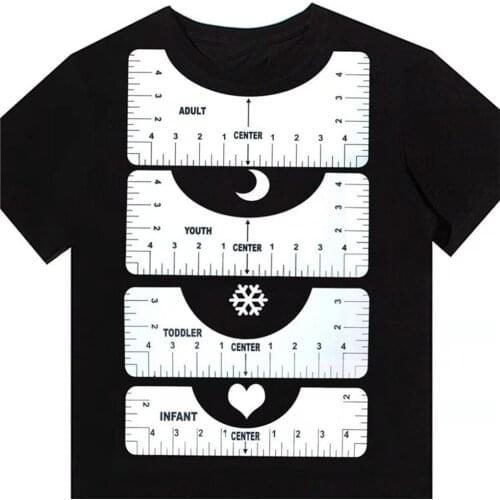 4pcs/Set T-Shirt Alignment Ruler PVC T-Shirt Design Fashion Guide Ruler Clothes Sewing Embroidery Tools