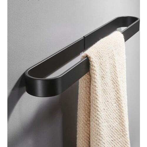 LIUYUE Towel Racks Black Aluminum Simple Style Nail-free U Pattern Towel Rod Towel Holder Kitchen Racks Bathroom Accessories