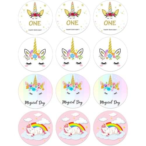 Unicorn Girls Cute Stickers for Candy Bags Stickers Funny Baby Shower Party Decoration Birthday DIY Gift Bottle Label Stickers