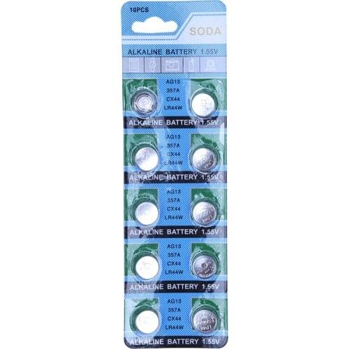 Set of 10 Batteries AG13 LR44 G13-A D303 L1154 L1154F EPX76 A76 RW82 357 SR44 alkaline