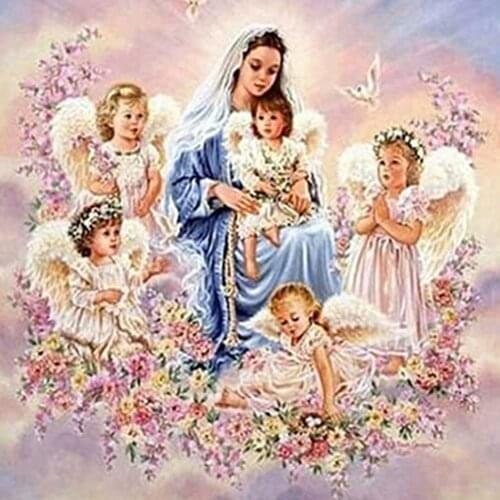 Carton Angel DIY Cross Stitch Embroidery 11CT Kits Needlework Craft Set Cotton Thread Printed Canvas Home Decoration On Sale