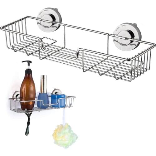 Stainless Steel Bathroom Storage Shelf Punch-Free Kitchen Toilet Wall Hanging Storage Rack Shampoo Tray Stand No Drilling Shelf
