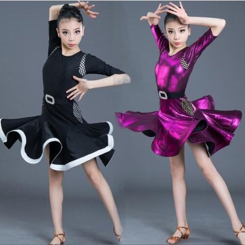 Girls Professional Latin dancing dress Kids Ballroom Salsa Dance wear clothing Childrens Competitions latin Stage wear costumes