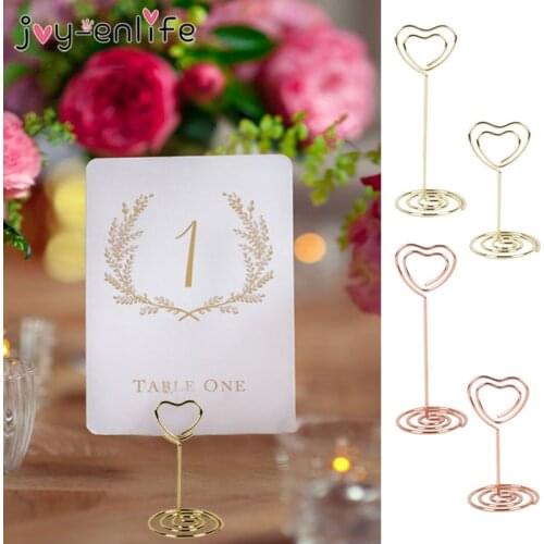 5/10pcs Heart Shape Place Memo Card Hold Stand Wedding Table Decorations Photo Number Metal Clips Holder Baby Shower Birthday