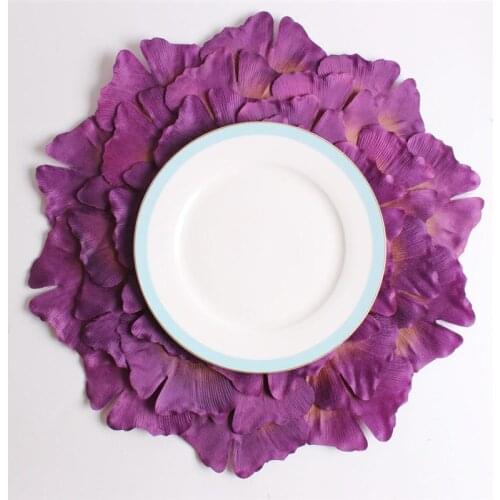 Fuwatacchi Purple Flowers Shape Table Mat Cascading Petals Placemat for Wedding Party Kitchen Decor Coasters Dining Accessories