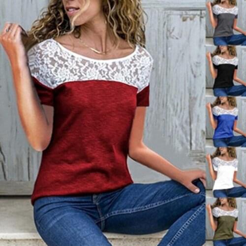 Plus Size Women T-Shirt Short Sleeve O-Neck Lace Panel Sexy Loose Harajuku TShirts Female 2021Summer Fashion Korean Tops T-Shirt