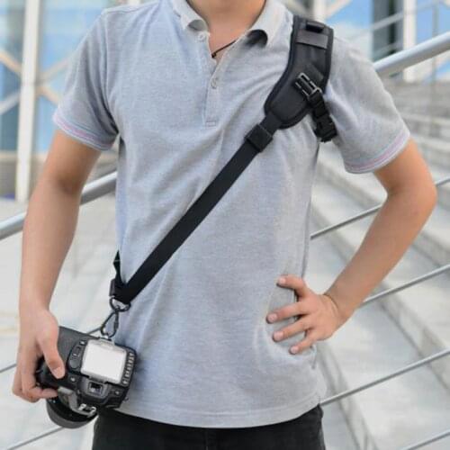 Quick Rapid Single Shoulder Sling Belt Neck Strap Black Adjustable For Camera SLR DSLR -Drop