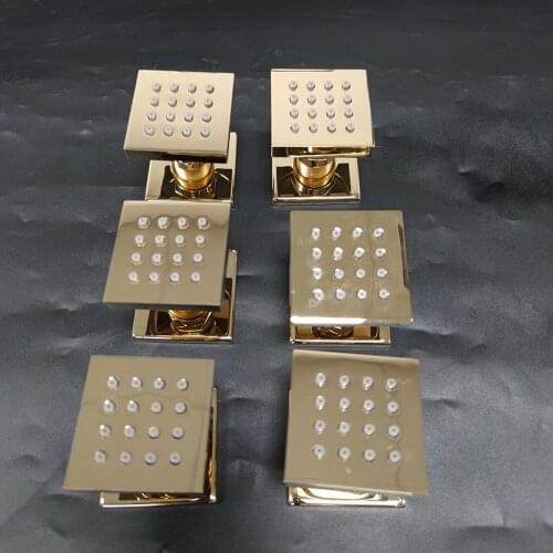 High Pressure Shower Head Body Jets Chrome Brushed Gold Massage Body Jet Shower Spray Wall Mounted SPA Massager Bathroom 50x50mm