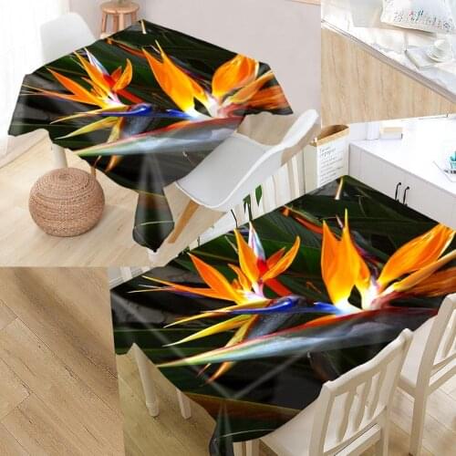 Custom Bird Of Paradise Flower Table Cloth Oxford Fabric Rectangular Waterproof Oilproof Table Cover Family Party Tablecloth