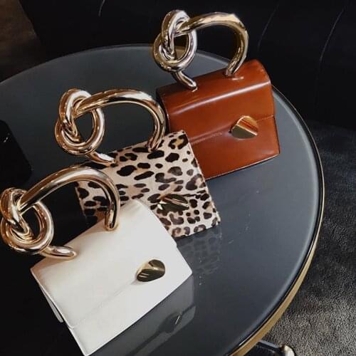 Fashion Metal Handle Women Handbags Designer Chains Shoulder Bag Luxury Leather Crossbody Bag Lady Small Purses Female sac 2020