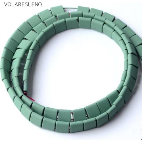 Light Green Hematite Stone Natural Stone Rubber Matte Square Beads Space Loose Beads For Jewelry Making 5*5mm Diy Bracelet 15"