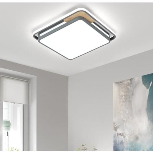 Nordic Round/Square Bedroom LED Ceiling Lamp 52/64W Creative Log Hollow-carved Design Modern for Restaurant Living Room Lamps