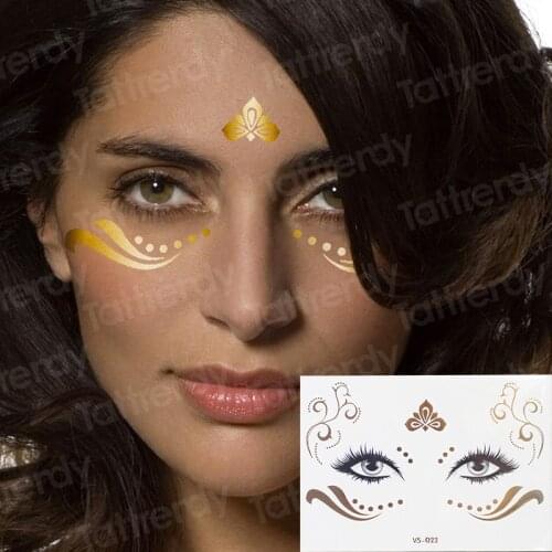 Girl tattoo glitter waterproof fake tatoo face eyes women temporary fashion tattoos makeup stickers moon star metal gold tattoo